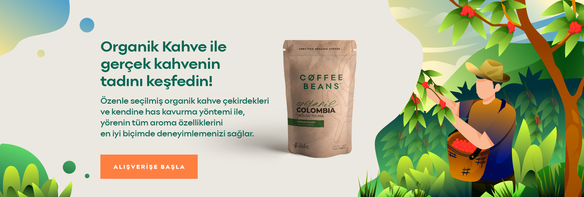 Organik Kolombiya Excelso Tolima Filtre Kahve